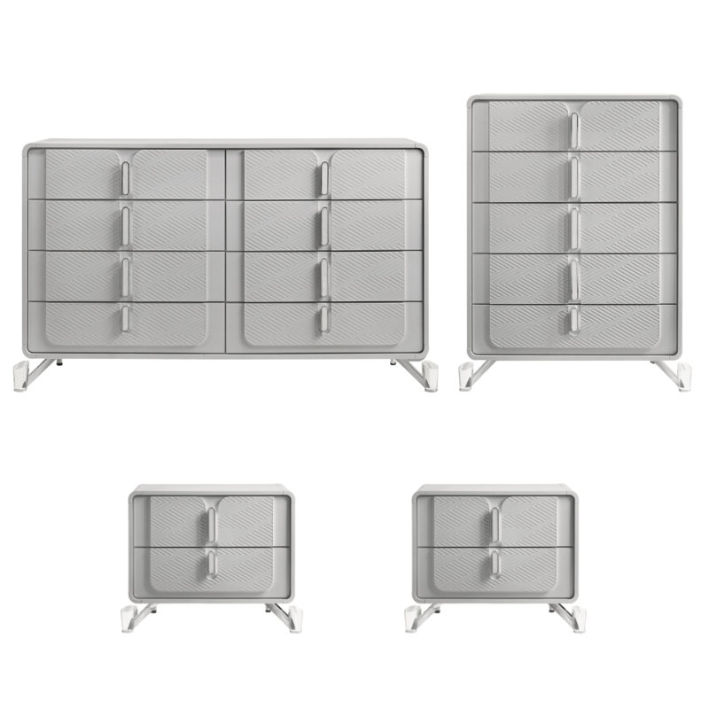 Sumner Modern 4 Pieces Fully Assemble Bedroom Storage Set, 4 Pcs: 2 Nightstands, 2 Dressers