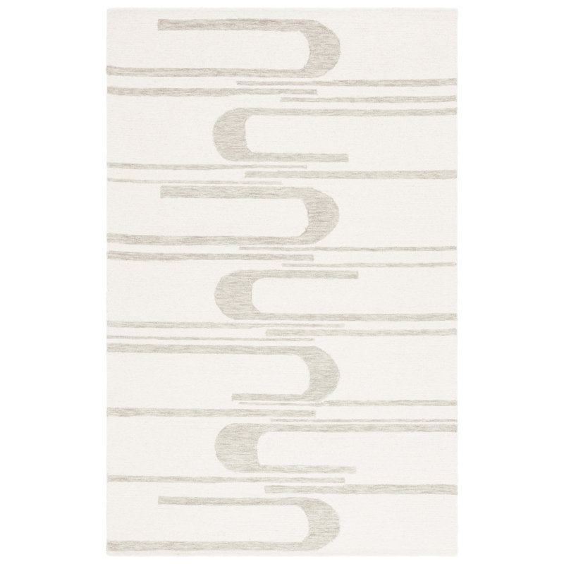 Baasit Ebony Hand Tufted Wool Cotton Abstract Rug in Gray, Rectangle 8' x 10'