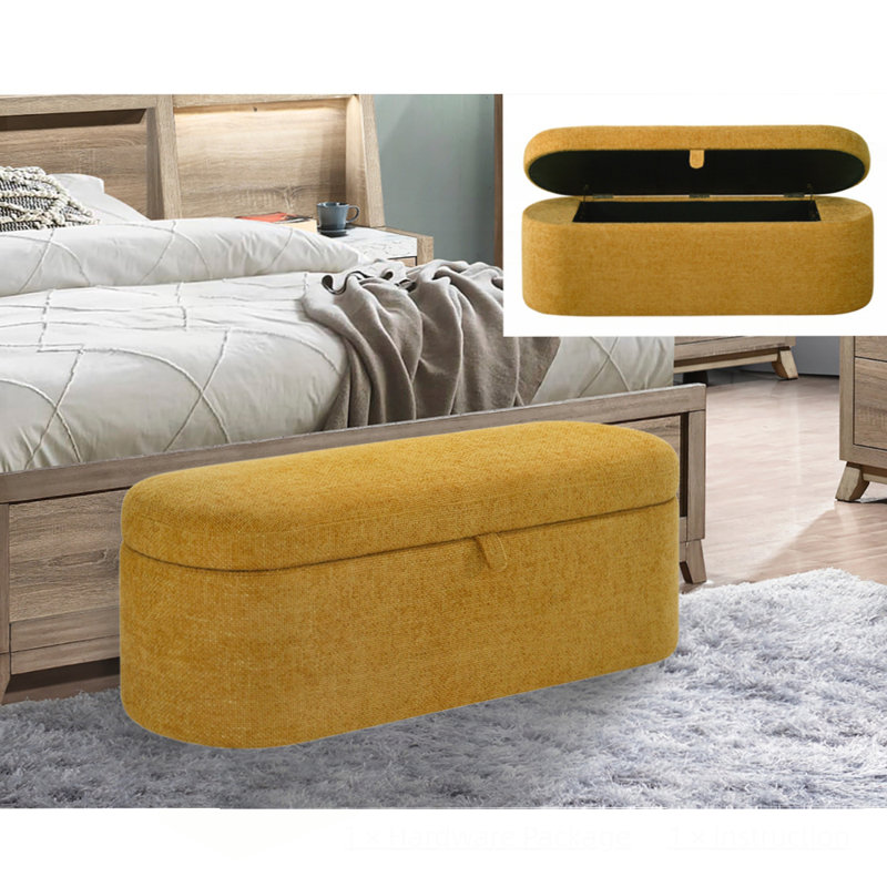 Philipa Storage Bench-Gold Tweed, Gold