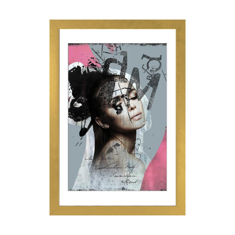 Miss You, impression d'art mural encadrée, 24" x 16", Framed Paper, Gold