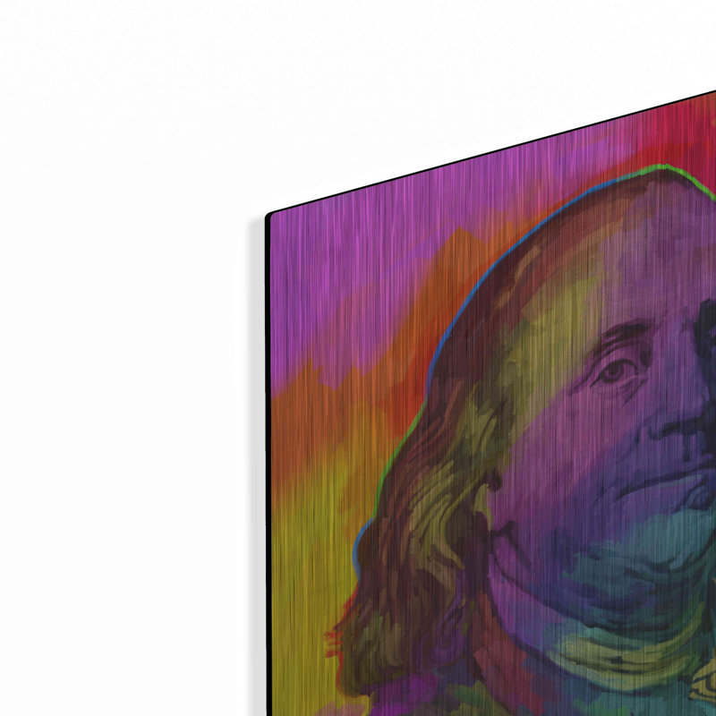 Red Barrel Studio® «Ben Franklin Pop Art» par Howie Green, art mural en métal, H 12 po x l 12 po