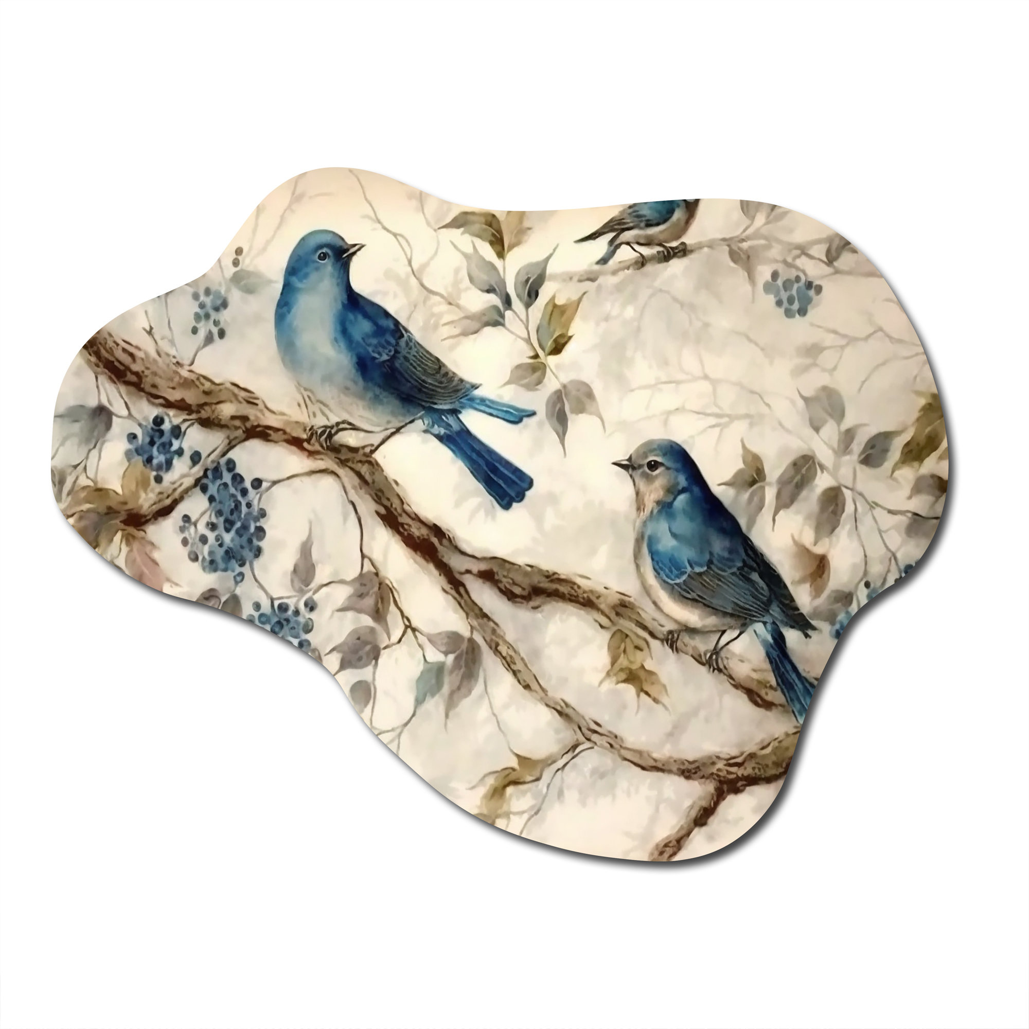 Lark Manor™ Two Blue Birds Sitting On A Branch Vintage Watercolor II ...