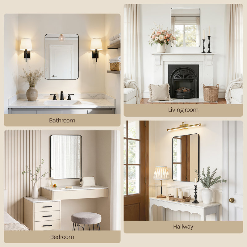 Metal Rectangle Mirror, 70L x 50W cm