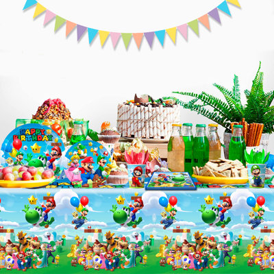 Super Mario Birthday Party Supplies, 161pcs Super Mario Party Decorations Tableware Set