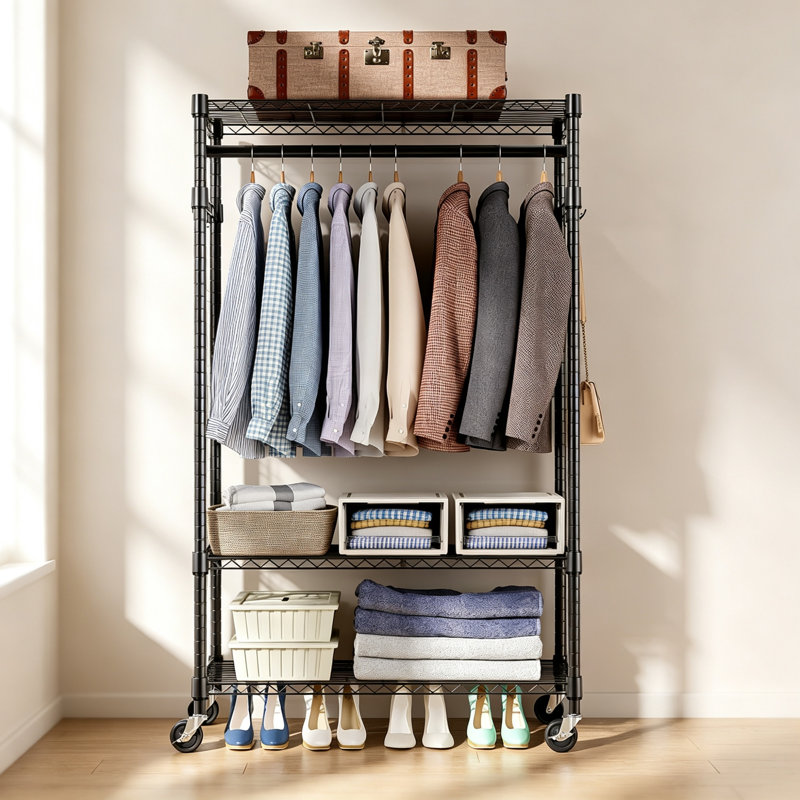 75cm Rolling Clothing Rack, Black