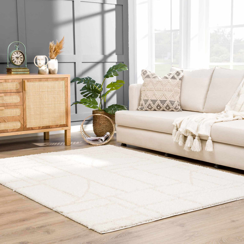 Kamarin Abstract Cream Area Rug, Rectangle 5'3" x 7'