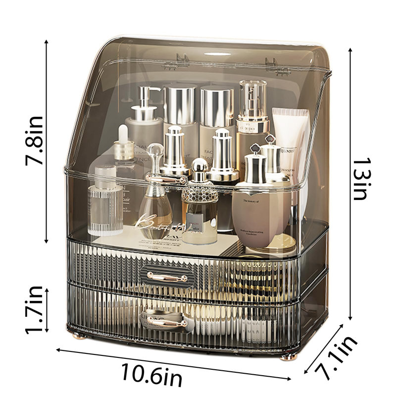 Meuble-lavabo pour comptoir de maquillage avec tiroirs à couvercle transparent