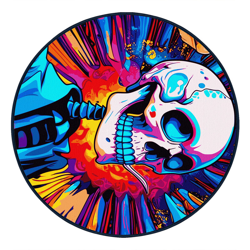 Tapis couleur cyclone, Rond 3 pi