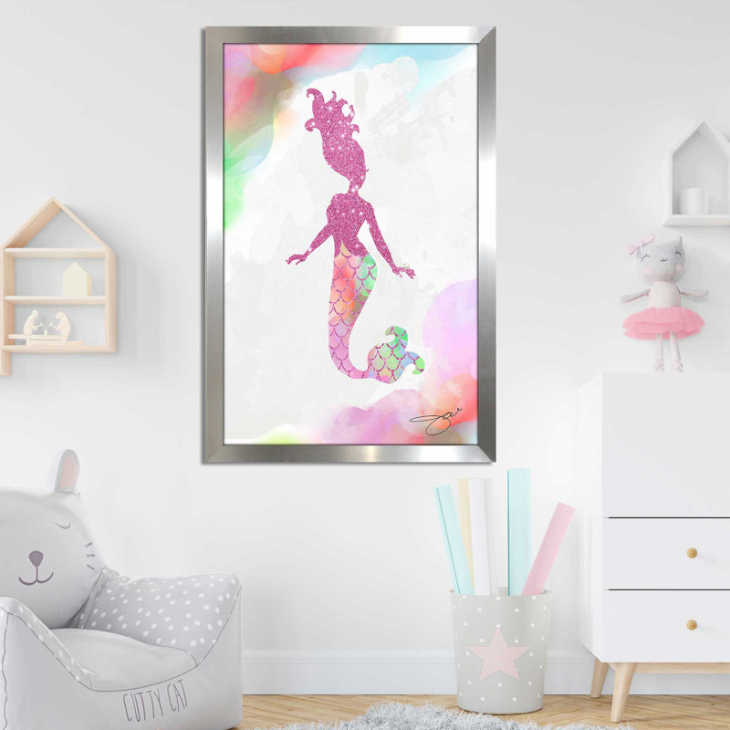 «Mermaid 2 (Vertical)» par Jodi - impression, Encadrement argenté, H 27,5 po x l 21,5 po x P 0,75 po