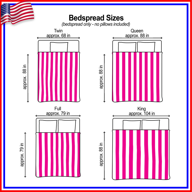 Pink White Stripes Bedding Stripes Bedspread Pattern, Queen