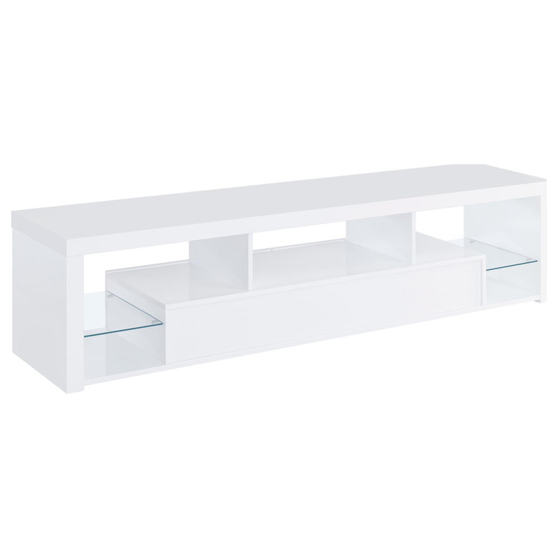 Jailine 2-Drawer 71" TV Stand With Shelving White High Gloss