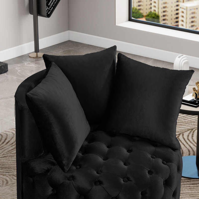 Fauteuil demi-tonneau capitonné 31,23 po, Noir