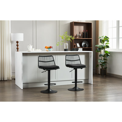 2 tabourets de bar, hauteur réglable de 35,41 po à 42,91 po, pivotant sur 360 °, repose-pieds, design pour la salle à manger, tabouret noir de 2 pièces, chaise pivotante, salle à manger de cuisine, structure en métal, noir, capacité de 250 lb