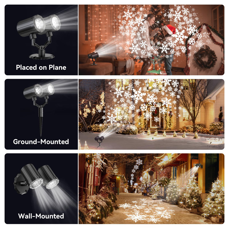 Double-Head Rotating Snowflakes Projector Lights