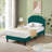 Twin size Bed with Adjustable Tufted Headboard, Platform Bed, Mattress foundation, No Box Spring Needed-2101124068-2101124066