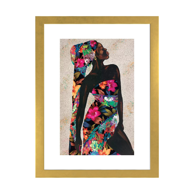 « Woman Strong I » par Alonzo Saunders-impression d’art graphique, Papier doré, Blanc, H 24 po x l 16 po x P 1 po