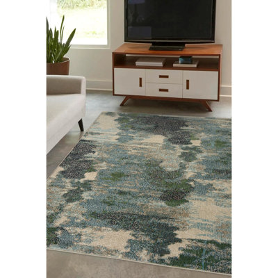 Dequandra Green Abstract Rug