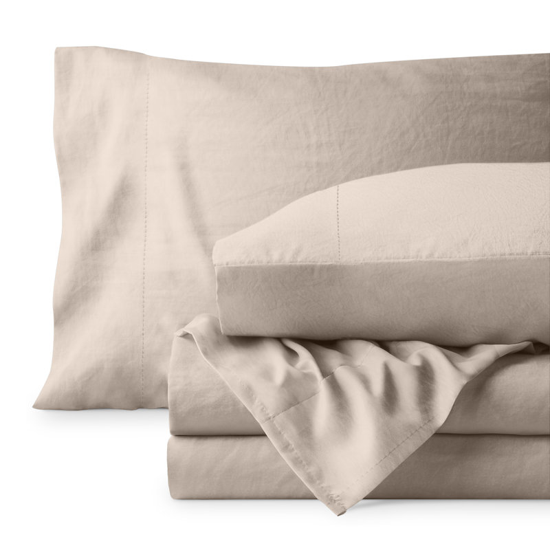 Washed Ultra-soft Microfiber Sheet Set, Twin XL Sheet Set with 1 Pillowcase, Pebble Beach