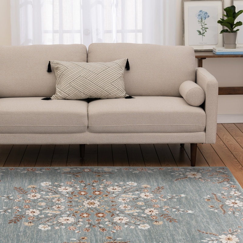  Tapis bleu et sel de mer Farrah Seamist, 7 pi 10 po x 9 pi 10 po
