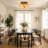 Aarzo - Handwoven Rattan 5-Light Semi Flush Mount Ceiling Light with Layered Cluster Silhouette Boho Farmhouse Style