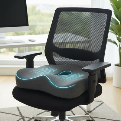 Memory Foam Seat Cushion (Dark Gray) - Shapes The Buttocks And Relieves Various Types Of Pain, Including Lower Back Pain And Sciatic Nerve Pain.