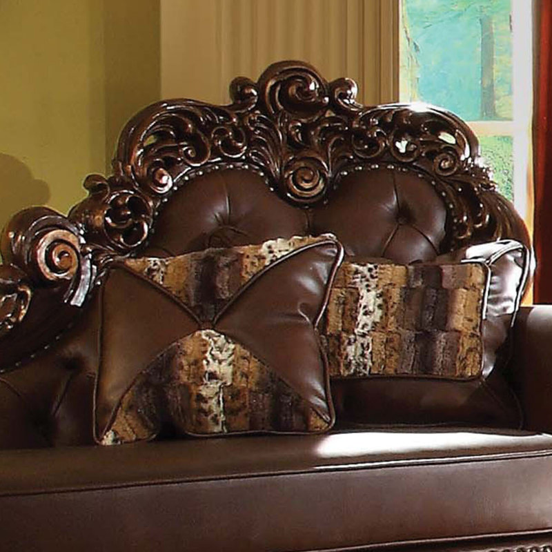 Chaise avec dossier capitonné Casada, Similicuir rouge cerise