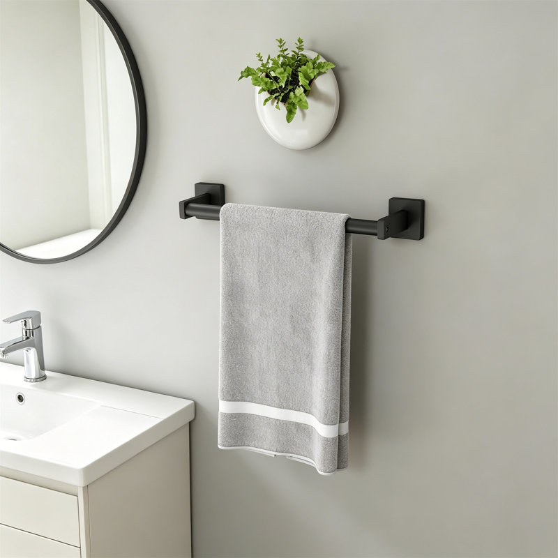 Barre à serviettes 16 po pour salle de bain, porte-serviettes mural, noir, paquet de 2