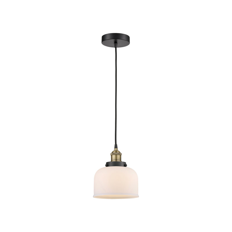 Bostonia 1 - Light Single Drop Pendant Pendant, 9.5" H x 8" W x 8" D, Black Antique Brass, Matte White