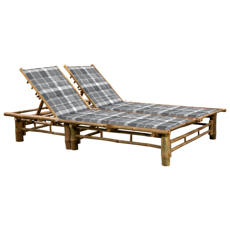  Chaise longue pour 2 personnes avec coussins en bambou