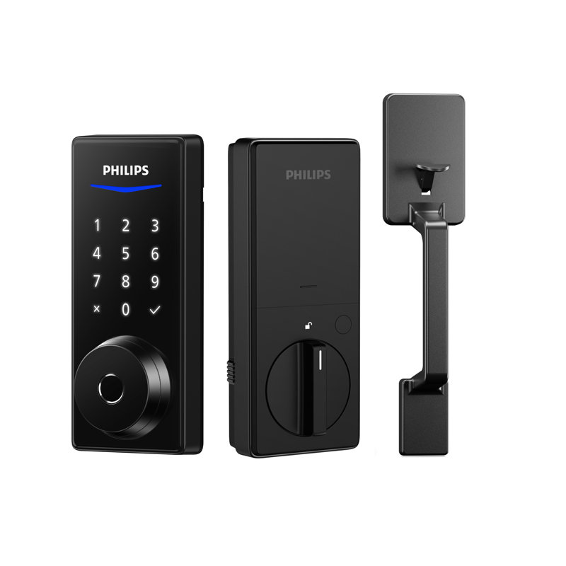 Philips Fingerprint Touchscreen Electronic Deadbolt with Handle, Matte Black
