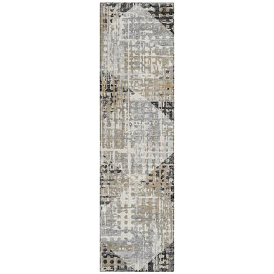 Machine Washable Indoor/Outdoor Xhevrie Black Rug