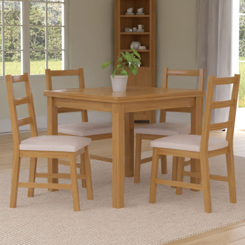 4 - Person Solid Oak Dining Set, White