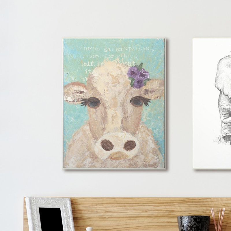 « cow peintre portrait », reproduction, H 15 po x l 10 po x P 0,5 po, Plaque murale