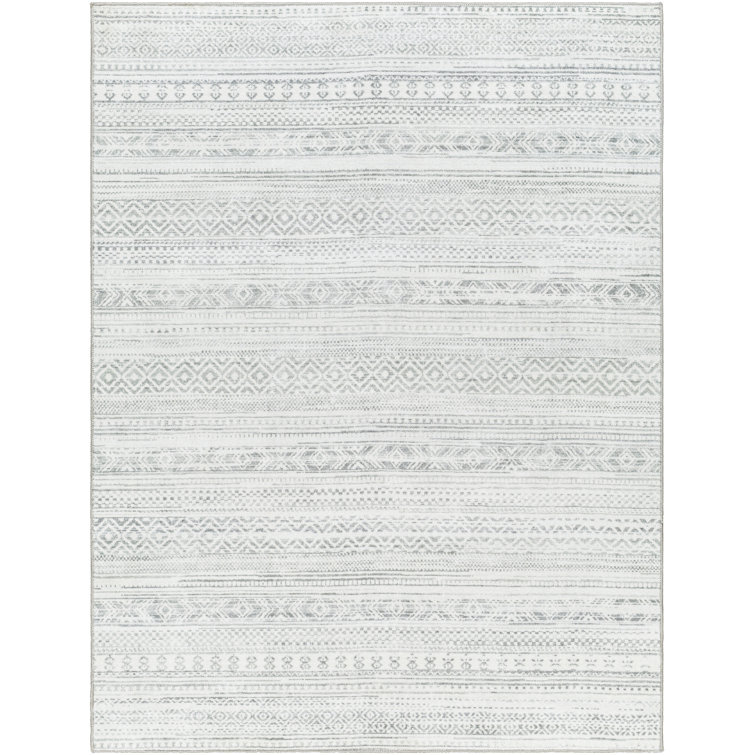 Demetra Light Silver Machine Washable Area Rug