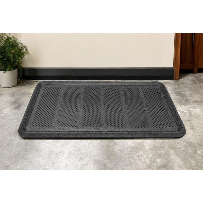 16" X 32" Black Rubber Outdoor Boot Tray