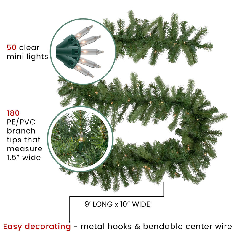 Guirlande de Noël artificielle 9 pi x 10 po Noble