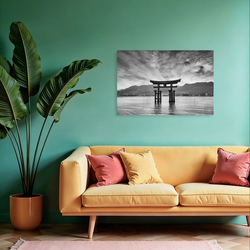 Great Torii Of Miyajima Abstract Contemporary Wall Art Print 1 Piece Wrapped Canvas Wall Art, 60.96cm H x 91.44cm W