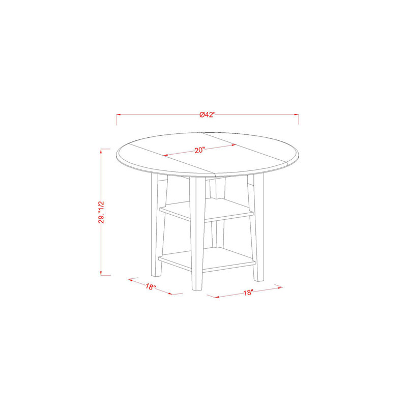 L'ensemble de table de salle à manger 5 pièces comprend une table de cuisine ronde avec Dropleaf et des tablettes et 4 chaises de salle à manger, babeurre et cerise