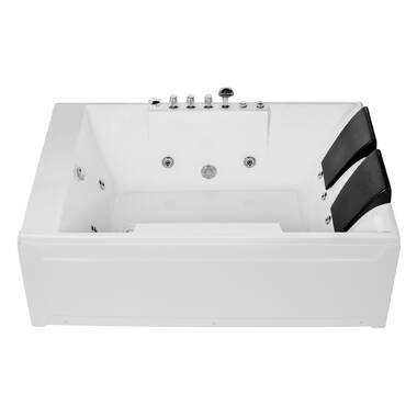 DECORAPORT 68 In Whirlpool Tub Hydromassage Rectangular Water Jets Alcove  Soaking SPA, Massage Bathtub with Air Bubble, Computer Panel and Light