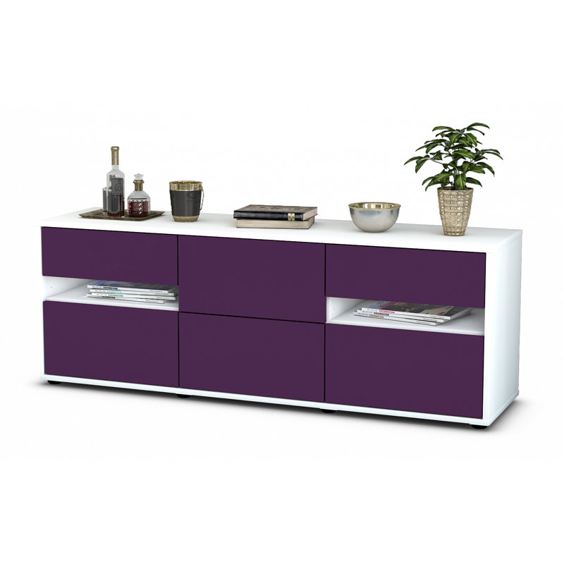 Wydra Unfinished TV Stand for TVs up to 60", Purple / Matte White