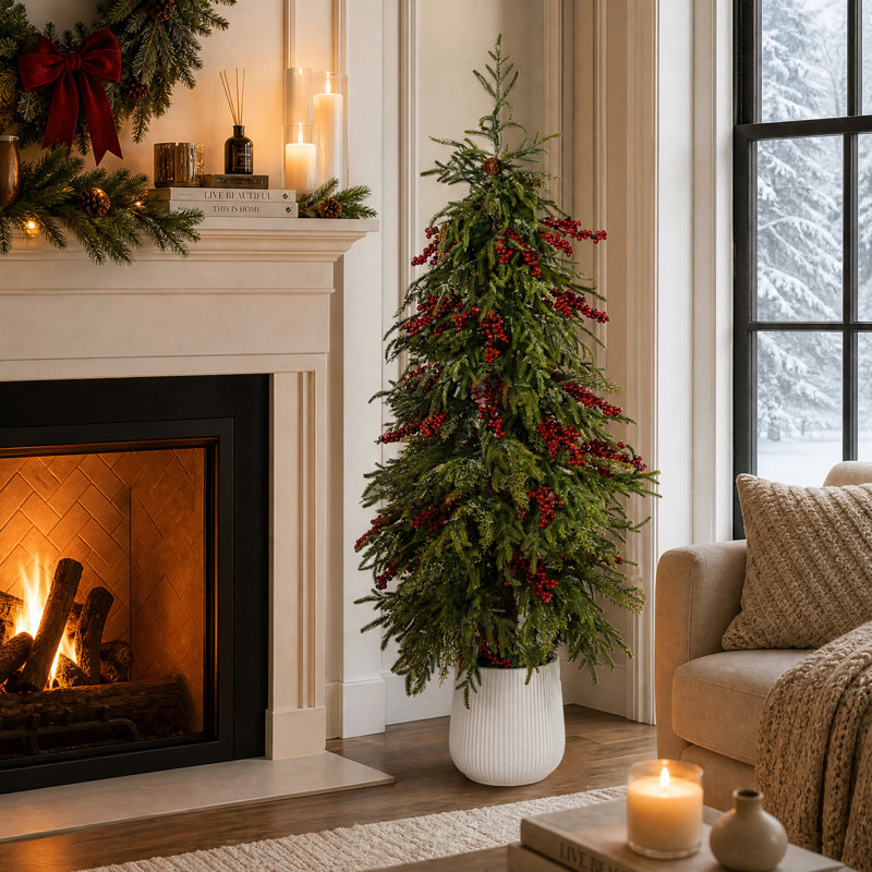 White Frosted 4.5' Pre-Lit Pine Christmas Tree