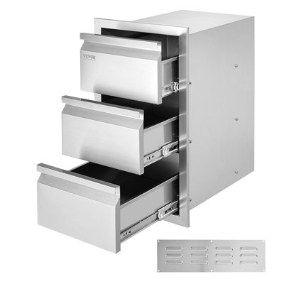 Tiroirs de rangement à 3 niveaux pour îlot de cuisine en acier inoxydable l 15 po x H 25,4 po x P 19 po VEVOR