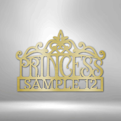 Personalized Princess Crown Monogram Steel Sign Steel Art Wall Metal Decor