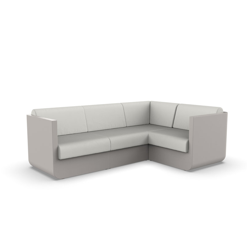 Ulm 94" Wide Outdoor U-Shaped Patio Sectional with Cushions, Nautical Taupe, Black