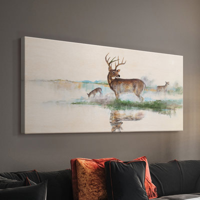 Misty Deer - Toile tendue avec châssis - Prêt à accrocher