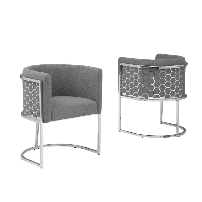 Chaises d'appoint Teddy Boucle, Gris, Chrome
