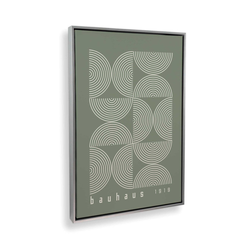 Affiche de composition Bauhaus, Cadre flottant en chrome poli, Vert, H 30,75 po x l 20,75 po