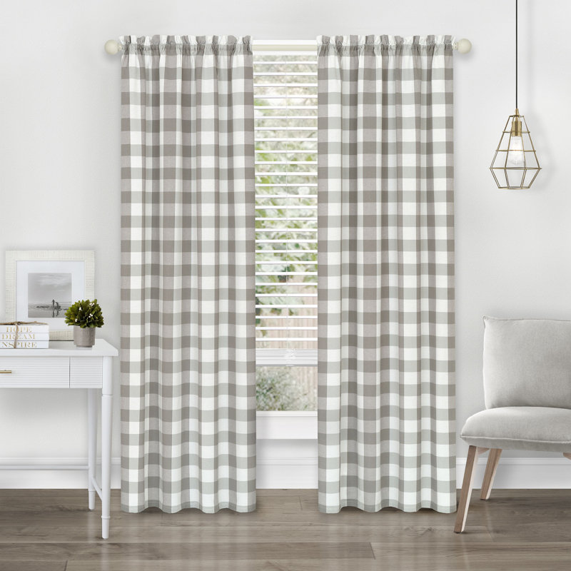 Panneau de rideau simple semi-diaphane avec passe-tringle Antheia, l 42" x L 84", Gris