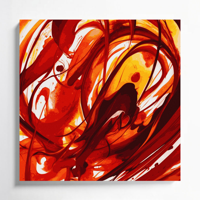 Aquarelle abstraite, art mural sur toile rouge 8