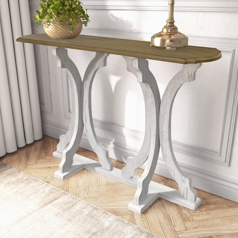 Vesely Saylor 45.9" Solid Wood Console Table, Anti White/Antique Oak